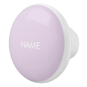 Bouton De Porte En Céramique Personnaliser avec nom, texte minimaliste lilas cl