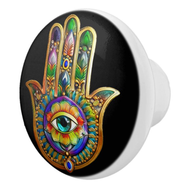 Bouton De Porte En Céramique Pétales de fleurs colorés Turquoise Troisième œil  (Droite)
