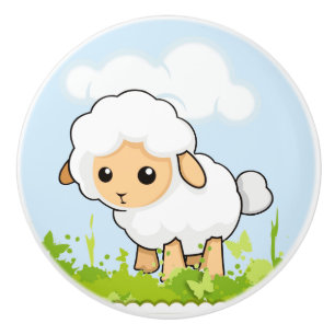Bouton De Porte En Céramique Petit Agneau Cutest