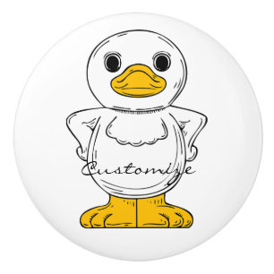 Bouton De Porte En Céramique Petit canard blanc debout Thunder_Cove