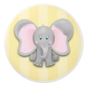 Bouton De Porte En Céramique Petit éléphant jaune commode chambre de bébé nurse