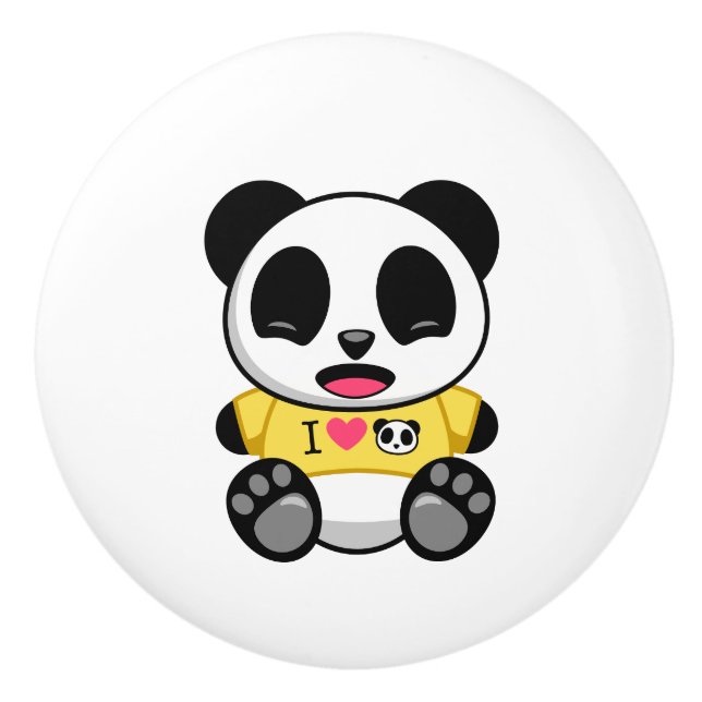 Bouton De Porte En Céramique Petit Panda (Devant)