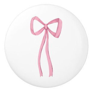 Bouton De Porte En Céramique Petite chatte à cou rose