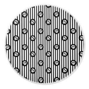 Bouton De Porte En Céramique Petits Crânes Fantaisistes Crâne Noir & Blanc