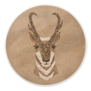 Bouton De Porte En Céramique Pétroglyphe de tête d'Antelope du sud-ouest de Pro