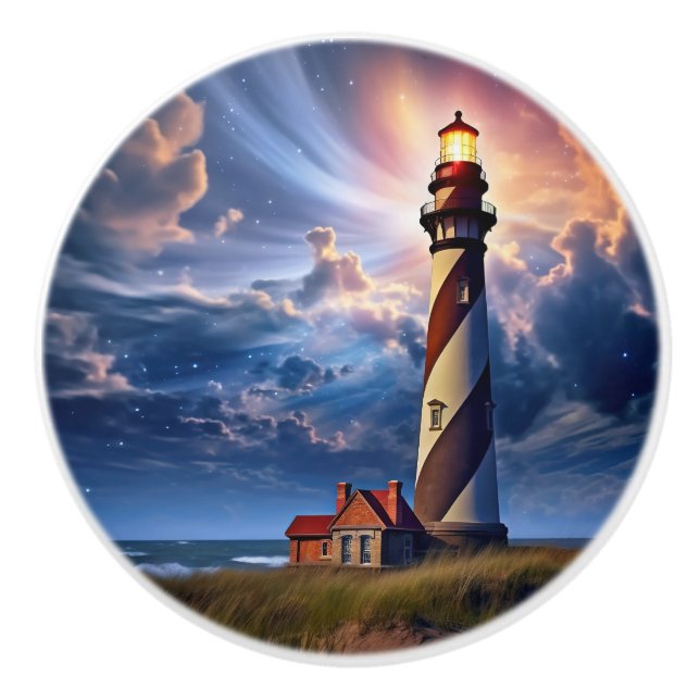 Bouton De Porte En Céramique Phare Cape Hatteras (Devant)