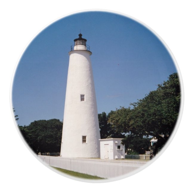 Bouton De Porte En Céramique Phare d'Ocracoke (Devant)