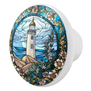 Bouton De Porte En Céramique Phare en faux verre mignon