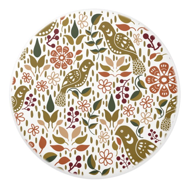 Bouton De Porte En Céramique Pheasant Folk Art Knols | Matériel rustique (Devant)