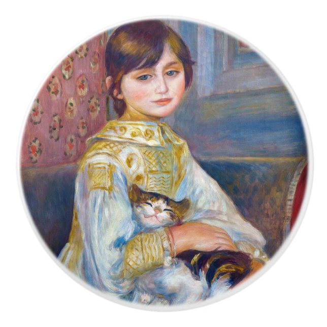 Bouton De Porte En Céramique Pierre-Auguste Renoir - Enfant avec chat (Devant)