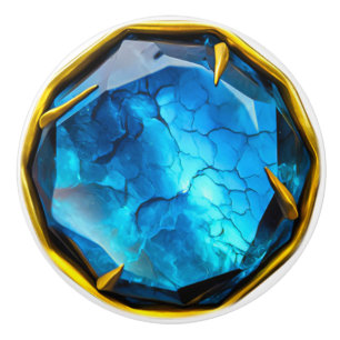 Bouton De Porte En Céramique Pierre de joaillerie Royal Bleue Et Or