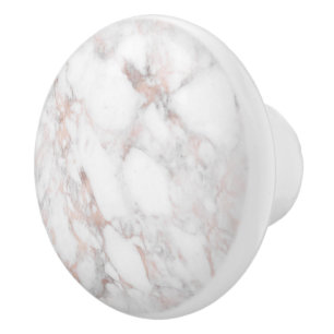 Bouton De Porte En Céramique Pierre de marbre moderne Rose or & blanc Faux