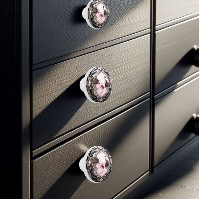 Bouton De Porte En Céramique Pierres décoratives roses Faux Noirs (Créateur téléchargé)