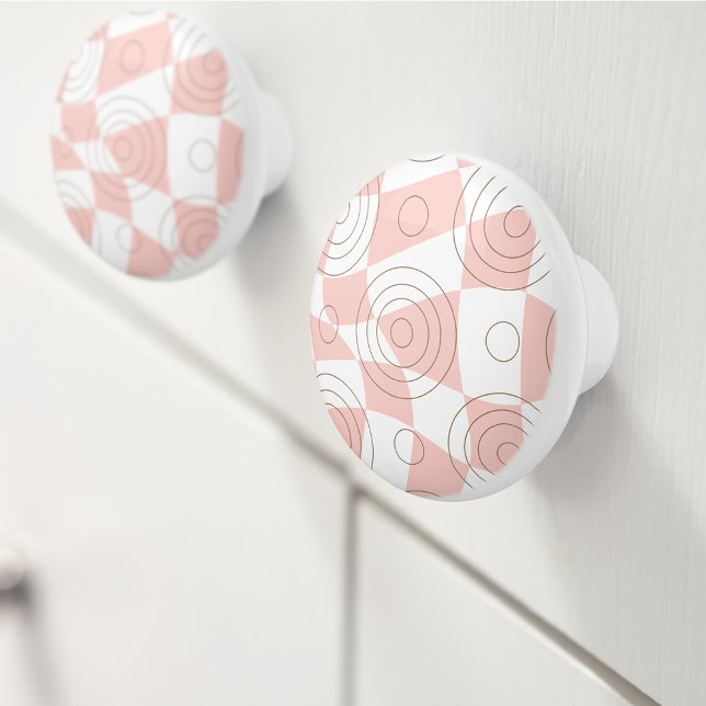 Bouton De Porte En Céramique Pink and White Abstract (Créateur téléchargé)