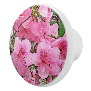 BOUTON DE PORTE EN CÉRAMIQUE PINK AZALEAS CERAMIQUE PULL/KNOB CERAMIQUE KNOB