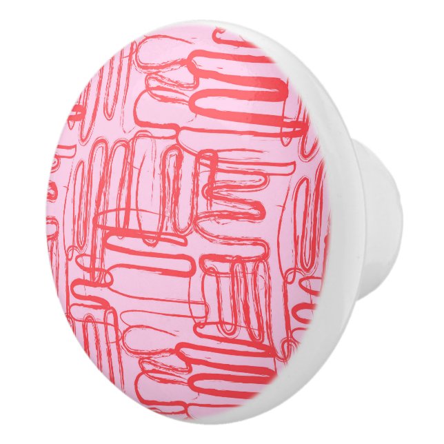 Bouton De Porte En Céramique Pink Curve Wavy Squiggle Abstract Modern (Droite)