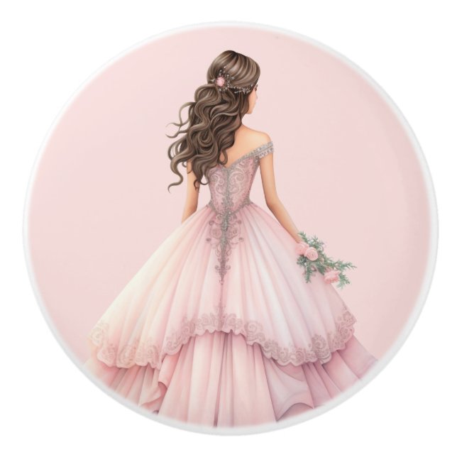 Bouton De Porte En Céramique Pink Princess Girl's Girly Ceramic Knob (Devant)