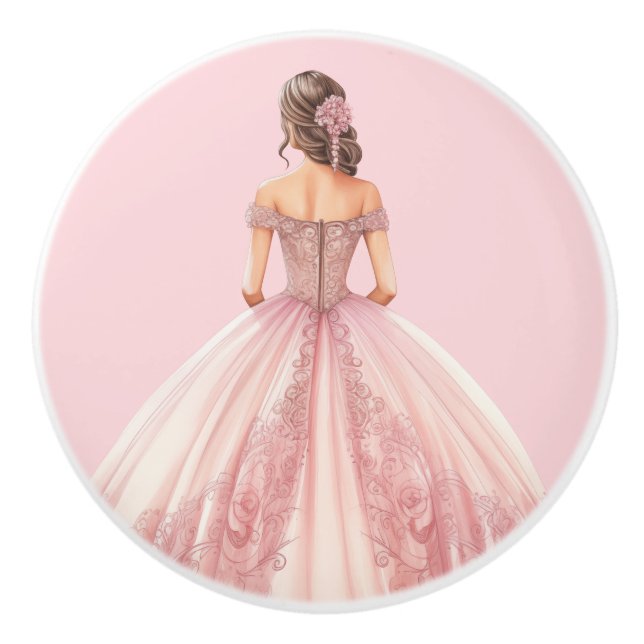 Bouton De Porte En Céramique Pink Princess Girl's Girly Ceramic Knob (Devant)