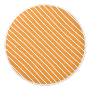 Bouton De Porte En Céramique Pinstripes diagonales - orange et blanc