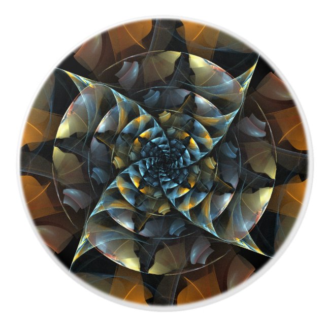 Bouton De Porte En Céramique Pinwheel Art Abstrait (Devant)