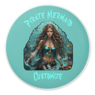 Bouton De Porte En Céramique Pirate Mermaid Lady Thunder_Cove