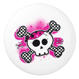 Bouton De Porte En Céramique Pirate rose Crossbones Punk Dresser