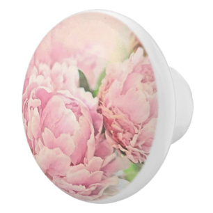 Bouton De Porte En Céramique Pivoines roses