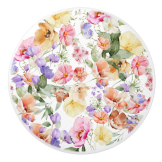 Bouton De Porte En Céramique PixDezines H2 Summer Garden Flowers DIY color