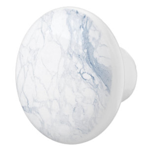 BOUTON DE PORTE EN CÉRAMIQUE PIXDEZINES MARBRE BLANC+VINS BLEUS