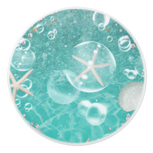 Bouton De Porte En Céramique Plage d'Ocean Beach Turquoise et enchantée d'étoil