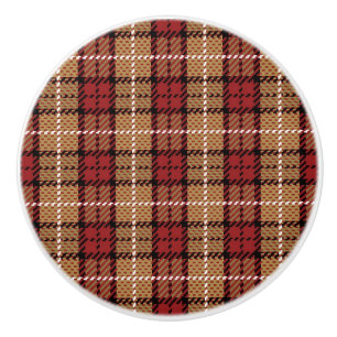 Bouton De Porte En Céramique Plaid de pixel en rouge et or
