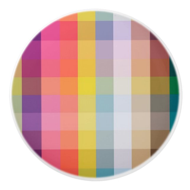 Bouton De Porte En Céramique Plaid écossais abstrait (Devant)