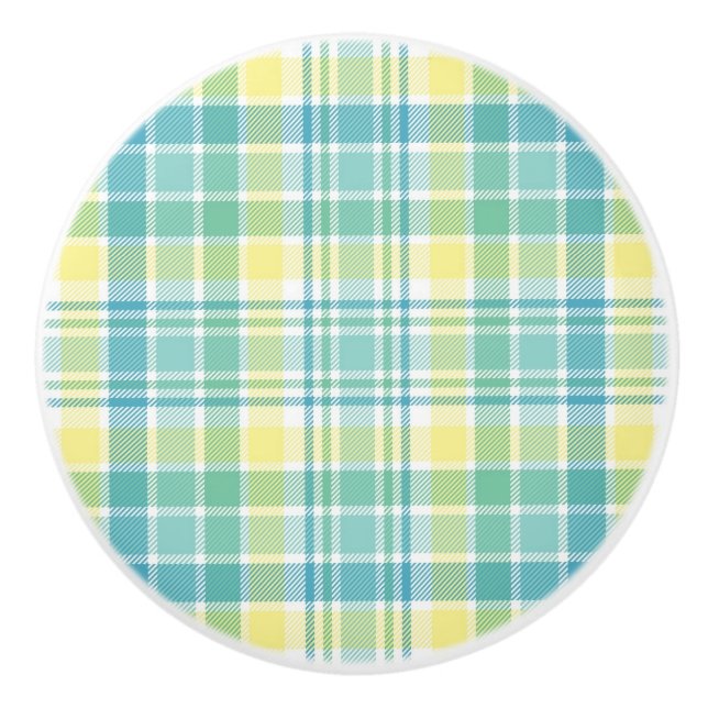 Bouton De Porte En Céramique Plaid en pastel (Devant)