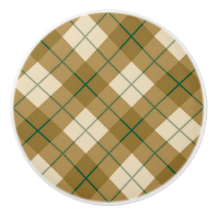Bouton De Porte En Céramique Plaid polarisé en or avec la rayure verte