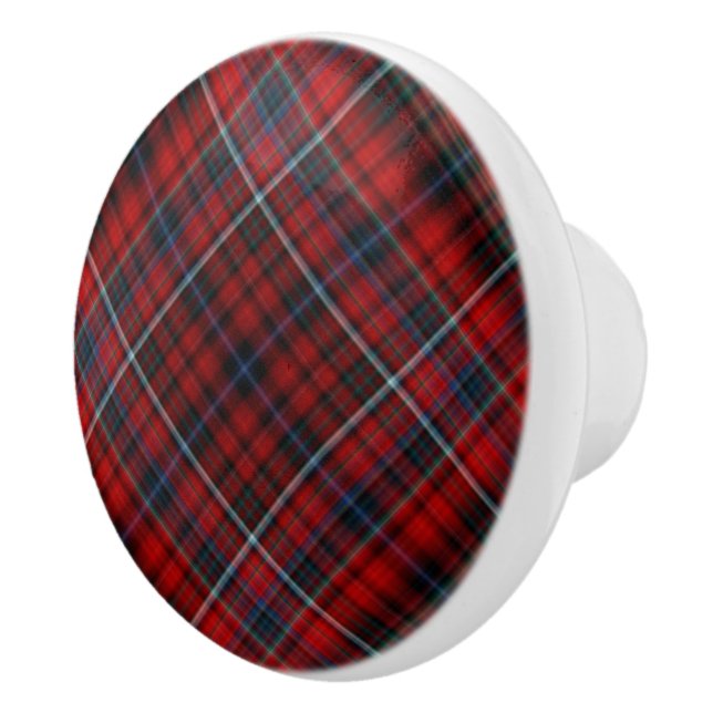 Bouton De Porte En Céramique Plaid rouge (Droite)