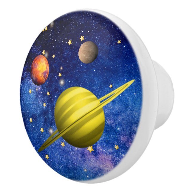 Bouton De Porte En Céramique Planètes Dans Galaxie Spatiale (Droite)