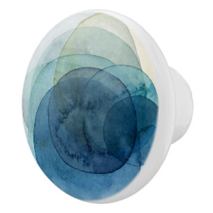 Bouton De Porte En Céramique Planètes en évolution - cercles d'aquarelle