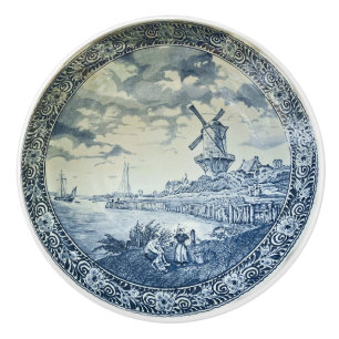 Bouton De Porte En Céramique Plaque hollandaise Blue Delft