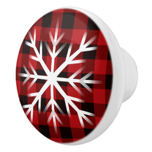 Bouton De Porte En Céramique Plaque rouge rustique et noire avec céramique floc