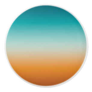 Bouton De Porte En Céramique Plutôt Ombre Sunny Orange & Turquoise Blue Gradien