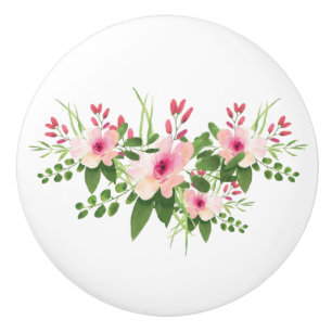 Bouton De Porte En Céramique Plutôt rose floral