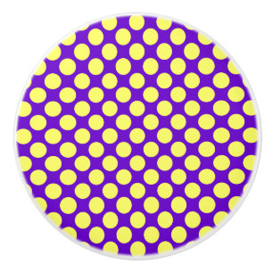 Bouton De Porte En Céramique Pois jaunes avec Arrière - plan pourpre STaylor