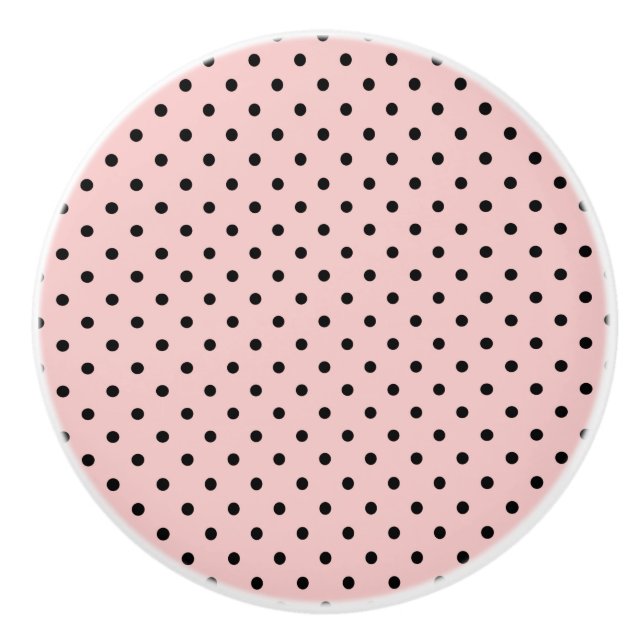 Bouton De Porte En Céramique Pois rose noir (Devant)