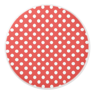 Bouton De Porte En Céramique Pois rouges et blancs