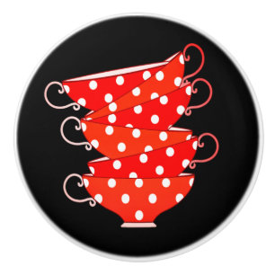 Bouton De Porte En Céramique pois vintage teacter point rouge blanc noir mignon