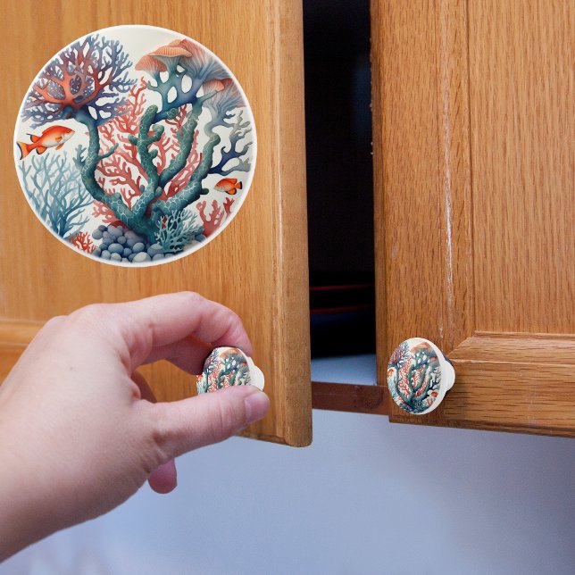 Bouton De Porte En Céramique Poisson et récif de corail (Créateur téléchargé)