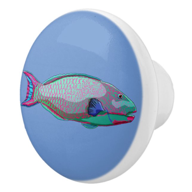 Bouton De Porte En Céramique Poisson perroquet (Droite)