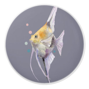 BOUTON DE PORTE EN CÉRAMIQUE POISSON TROPICAL, MAISON DE PLAGE DE VACANCES