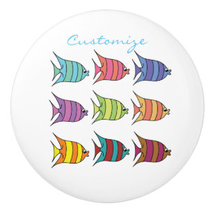 Bouton De Porte En Céramique Poisson tropical multicolore Thunder_Cove