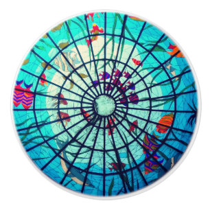 Bouton De Porte En Céramique Poissons tropicaux de l'océan en verre soufflé